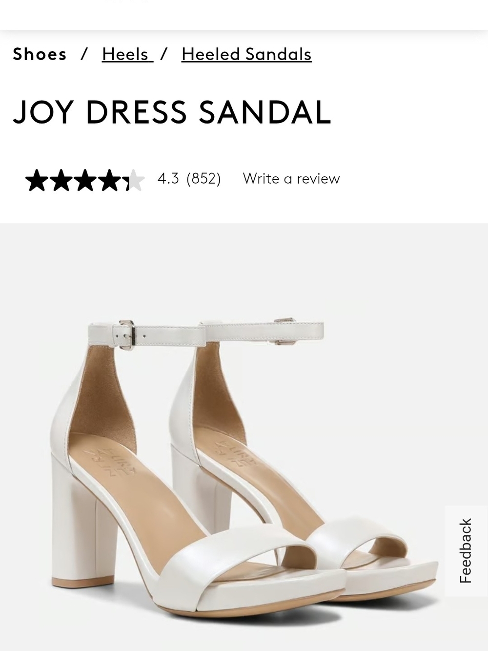 Naturalizer Womens White Dress Joy Sandals New 9m
